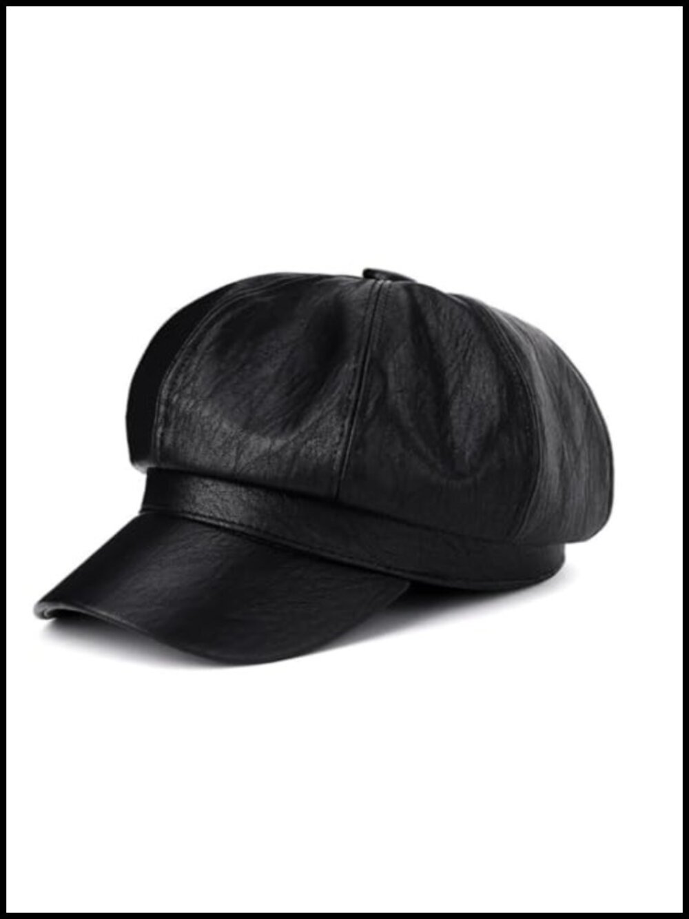 Faux Leather Newsboy Hat Driver Cap Adjustable Waterproof Vintage